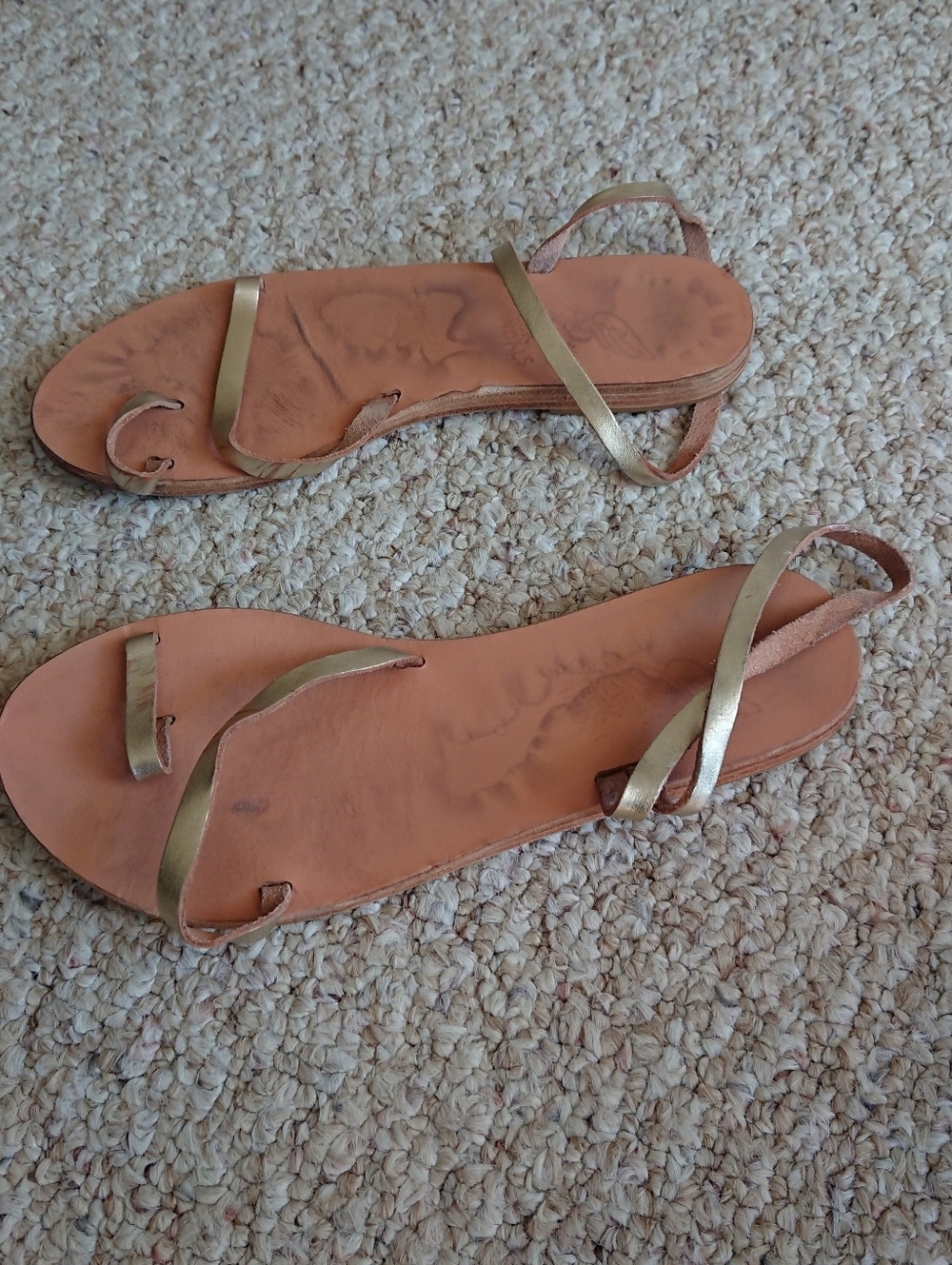 Ancient Greek Sandals Apli Eleftheria metallic-effect leather sandals size 6.5